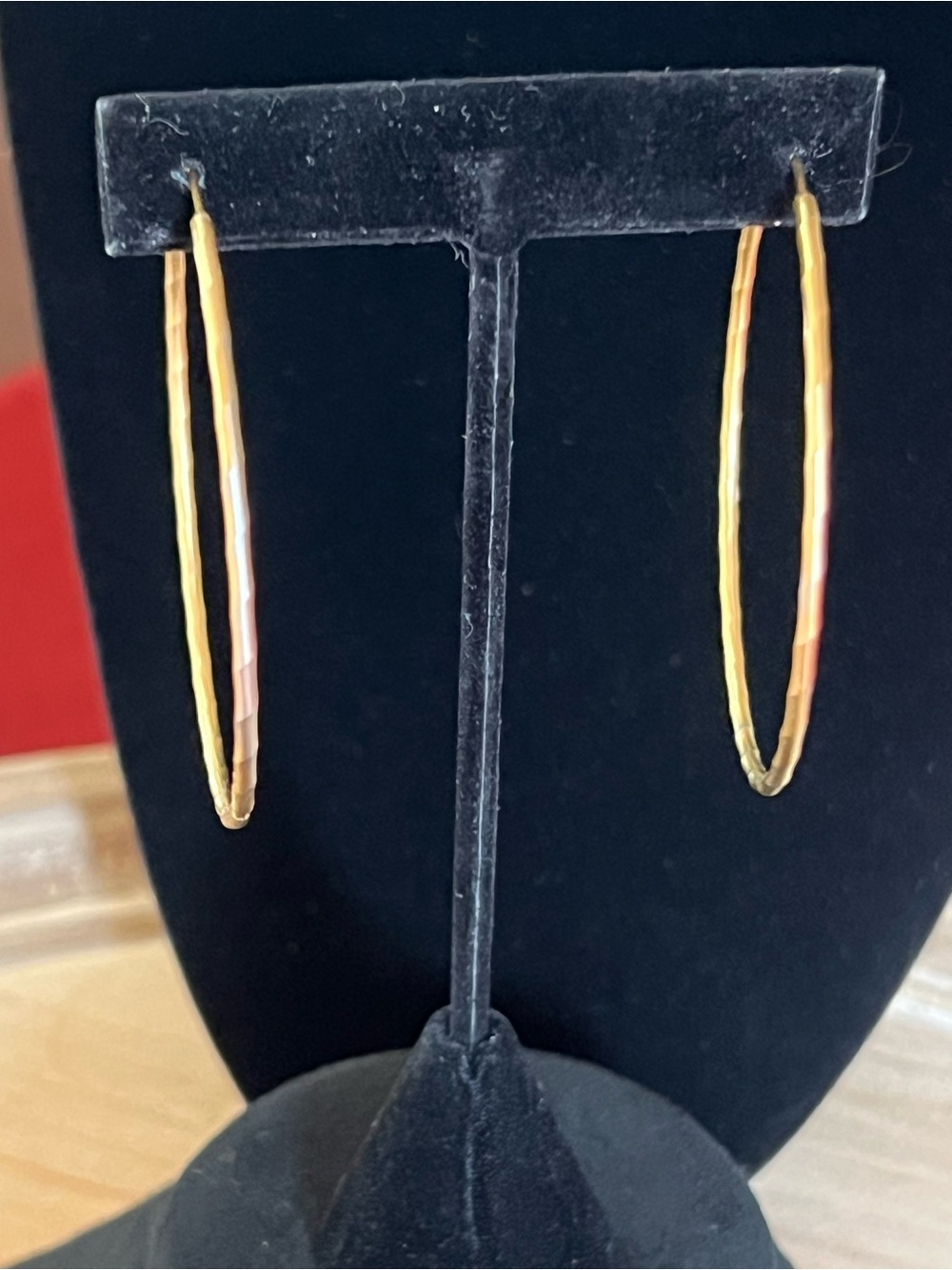 Gold-Tone Textured Hoop Earrings - Elegant Women's Jewelry